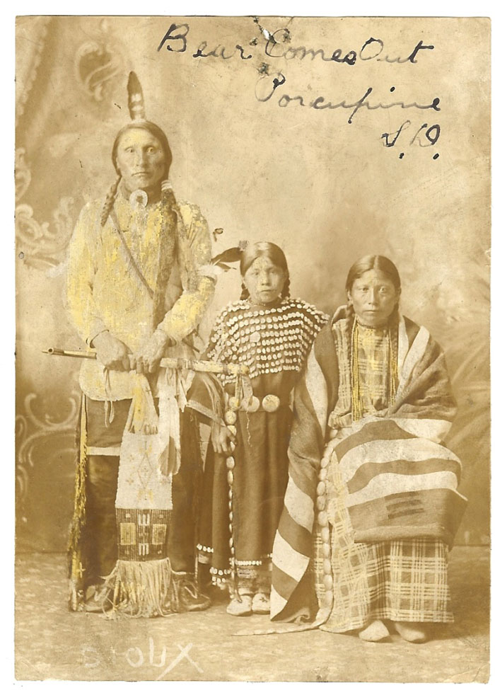 Bear Comes Out with Wife Cow and Daughter Jennie, circa 1900